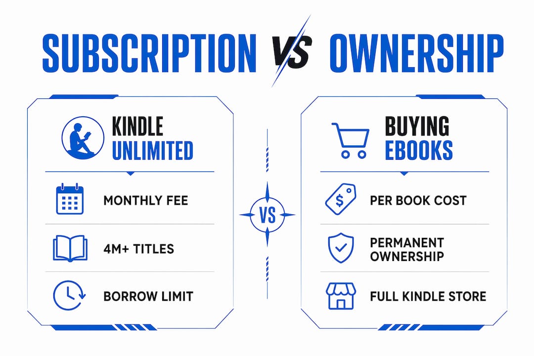 Infographic showing Kindle Unlimited vs buying ebooks