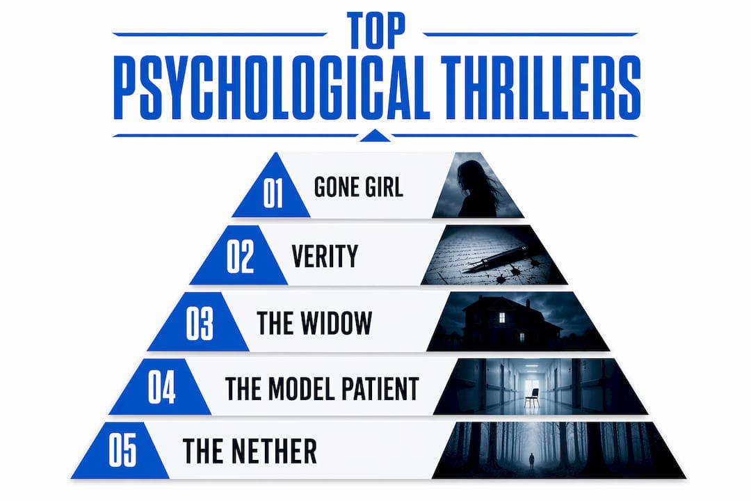 Hierarchy infographic of top thriller novels