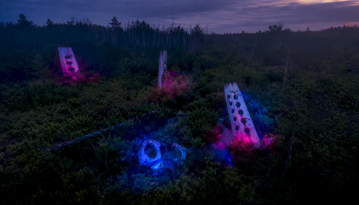 Alien contaminated wilderness with strange debris