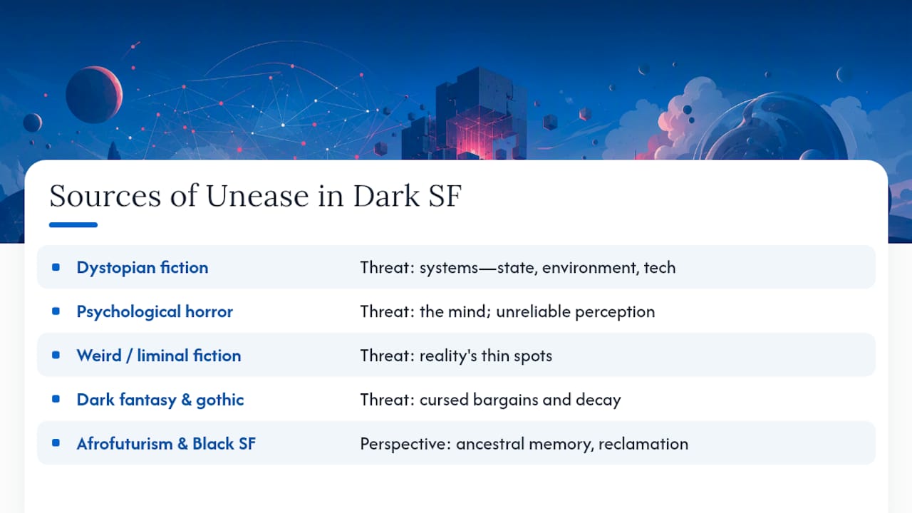Five branches of dark speculative fiction