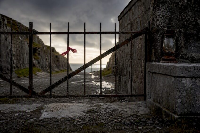 Closed gate at a historic quarantine station