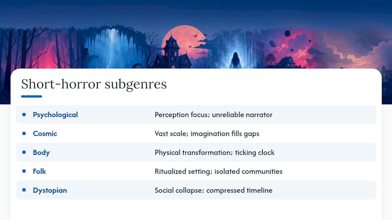 Five short horror subgenres compared