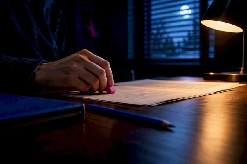 Writer revising a quiet horror draft