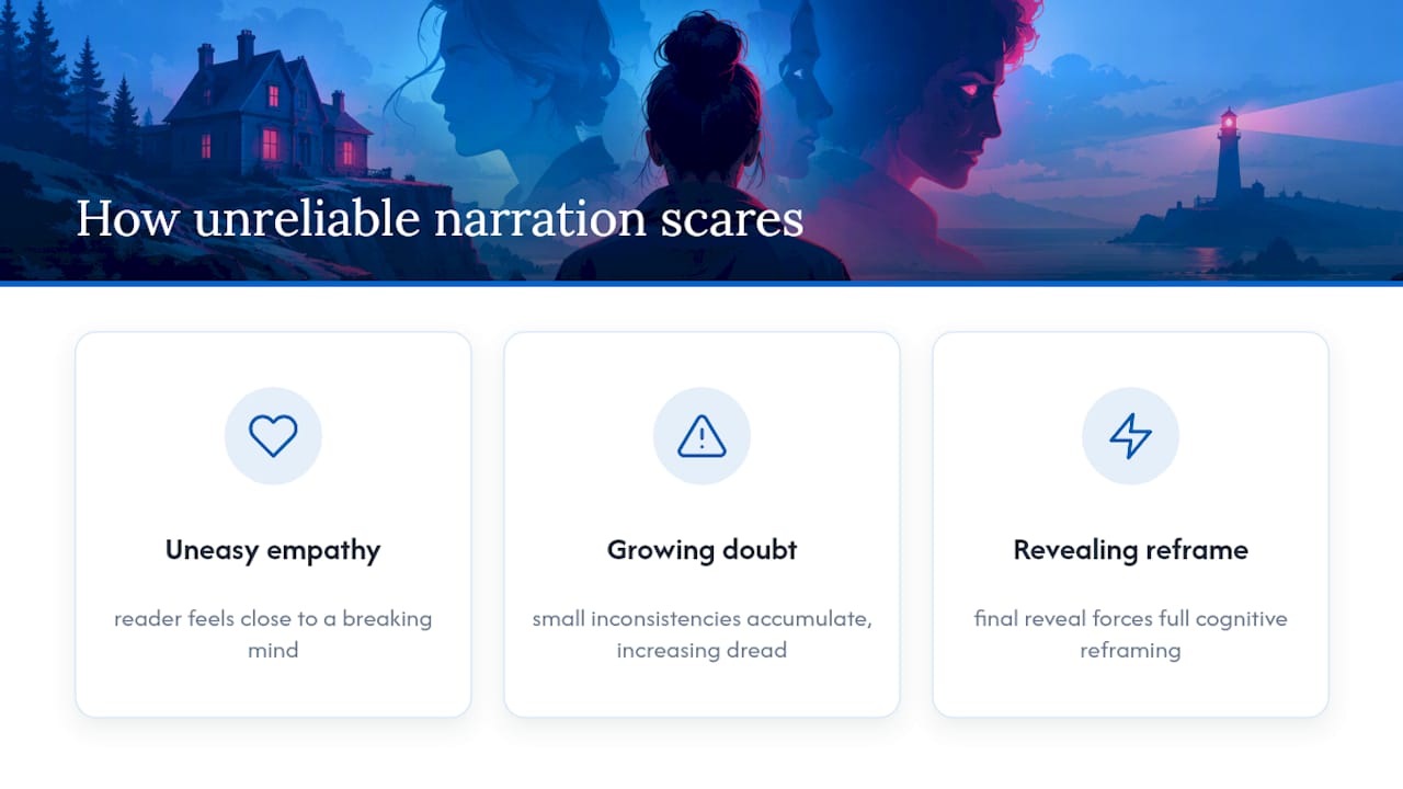 Three mechanisms of unreliable narrator horror
