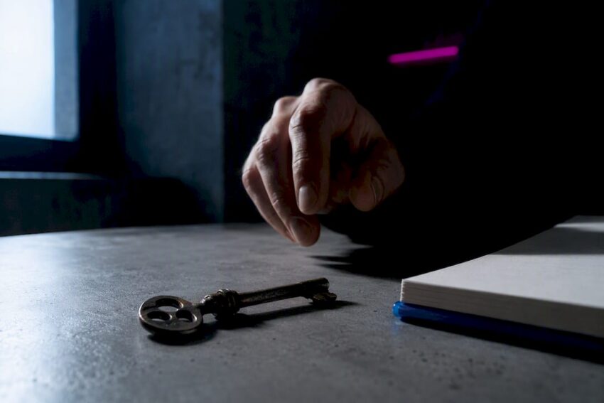 Writer examining key for supernatural thriller