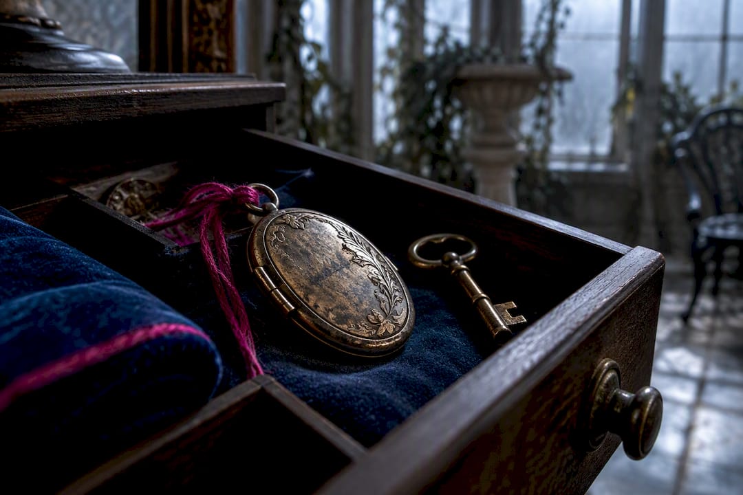Antique locket suggesting inherited supernatural menace