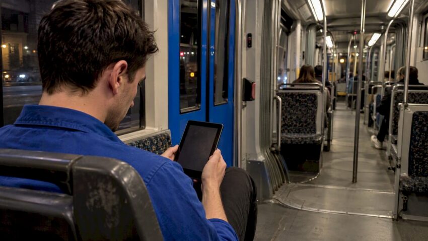 Reader choosing dark horror on Kindle Unlimited