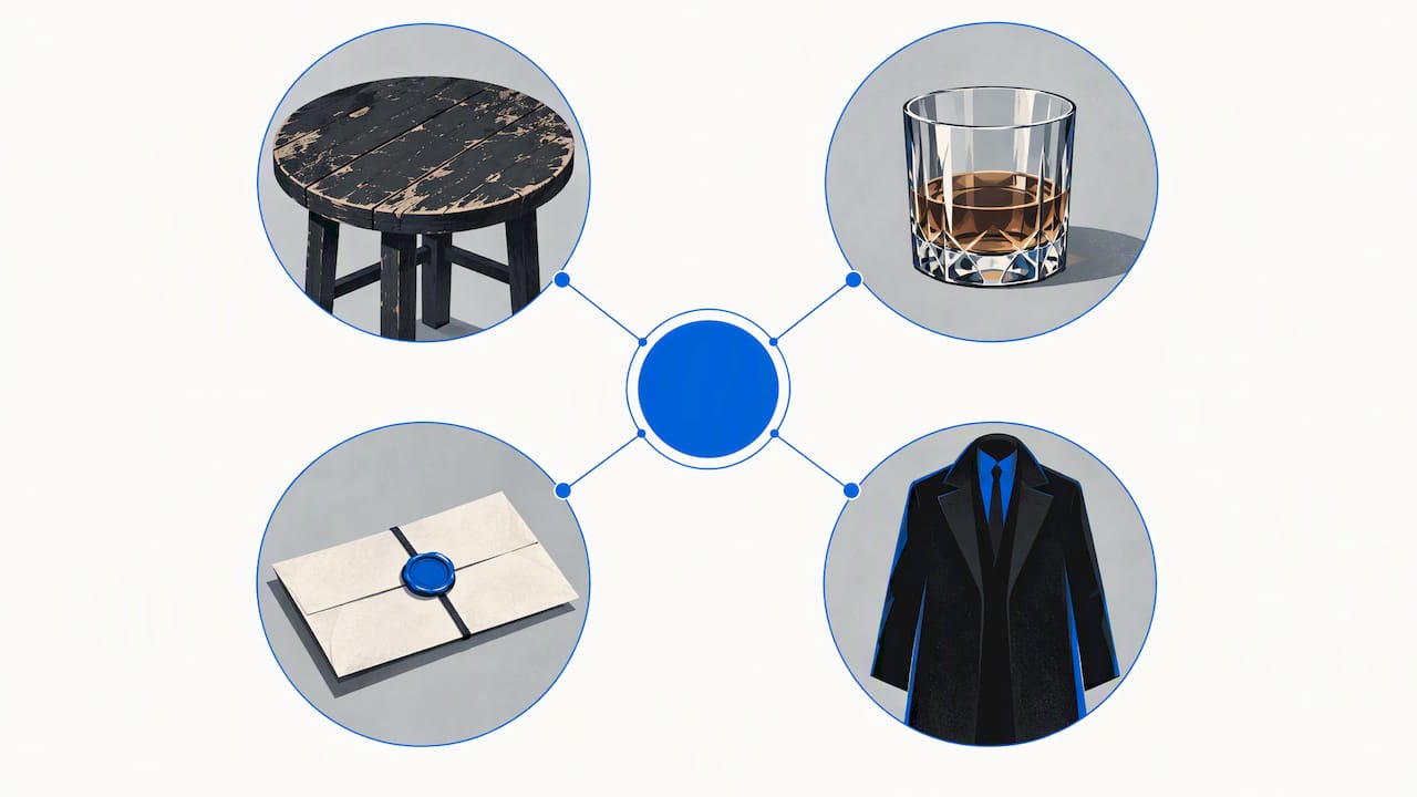 Four symbolic motifs linked in a fiction story