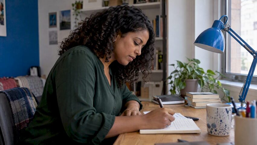 Author drafting a story about lost memories